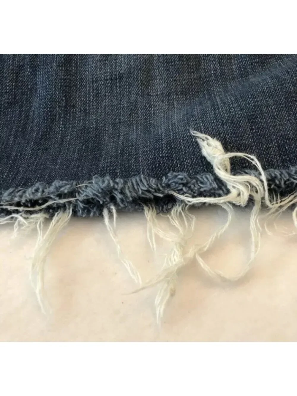 Loft Ann Taylor Mini Skirt Denim Jean Size 4 Frayed Fringe Cutoff Distressed Rag - Picture 8 of 8